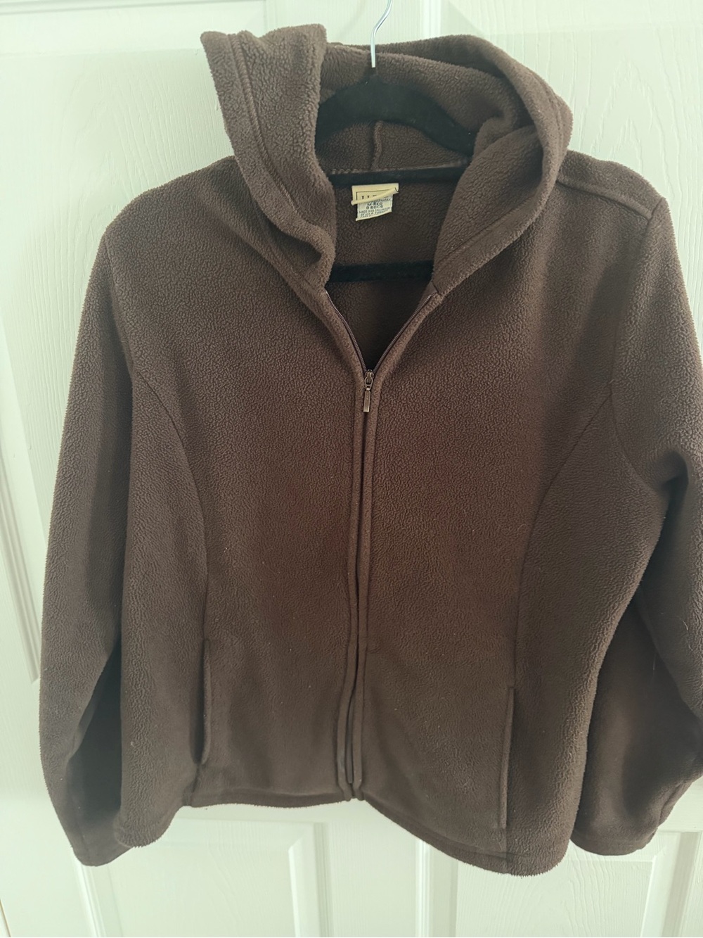Brown Full-Zip Hooded Fleece Jacket
